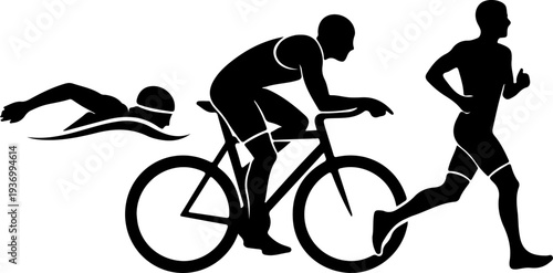 Triathlon icons set vector