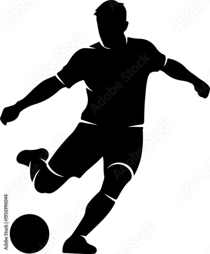 Black silhouette of a soccer player kicking a ball vector