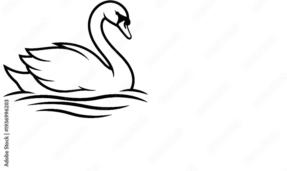 Fototapeta premium Elegant swan gracefully gliding on serene water waves