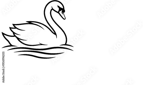 Elegant swan gracefully gliding on serene water waves