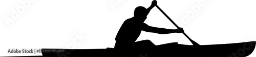 Vector silhouette of a person kayaking