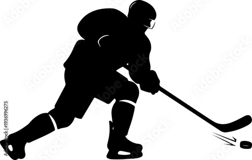 Black silhouette of hockey player vector
