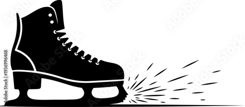 Vector ice skate silhouette with motion lines