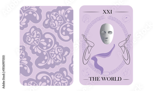 The World Tarot Card – Major Arcana XXI Esoteric Spiritual Vector Design