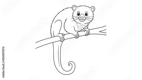 Possum Perched on a Branch: A charming possum, with its distinct features, sits gracefully upon a tree branch.