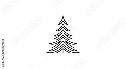 Minimalist line art of a stylized evergreen tree