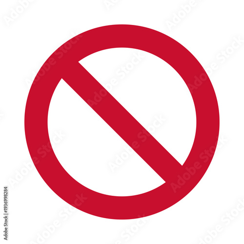 Free Download Minimal flat vector prohibition sign with bold red circle and diagonal bar, vivid color, isolated on white background, customizable empty center for pictogram, universal restriction symbol for UI, sig - GFXLoad