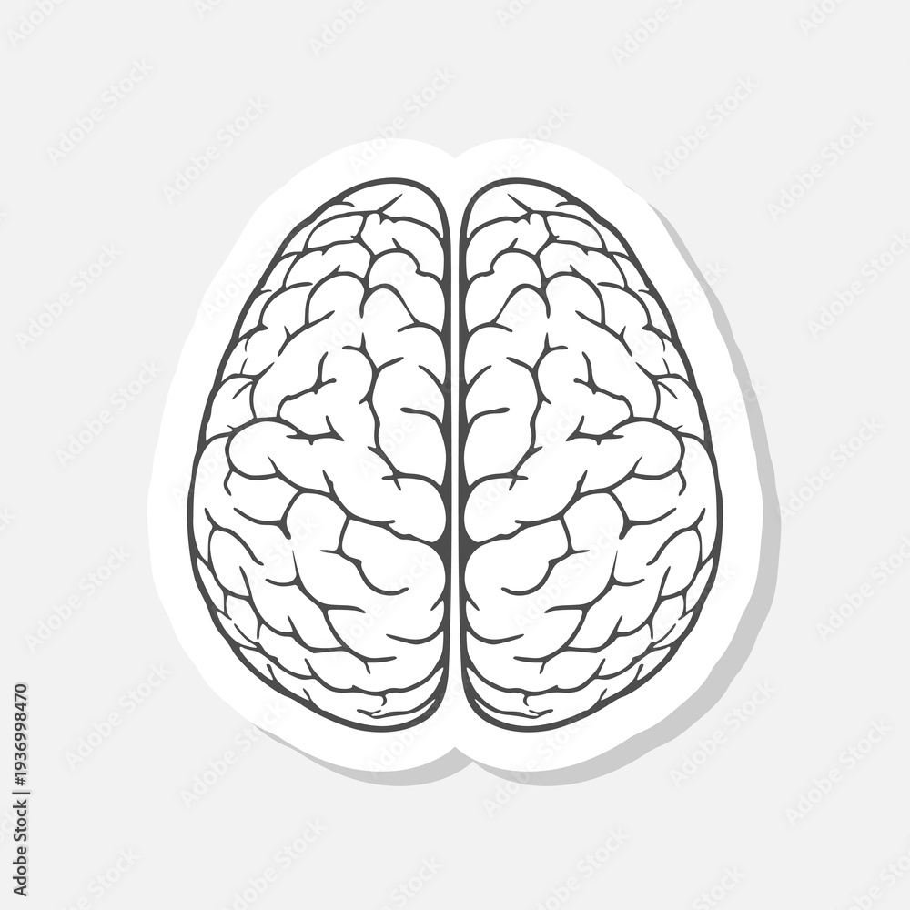 Fototapeta premium Human brain icon sticker isolated on gray background