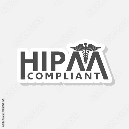 HIPAA Compliance simple letters icon sticker isolated on gray background