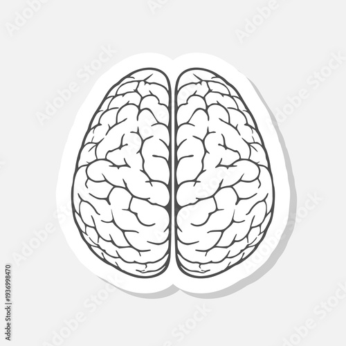 Human brain icon sticker isolated on gray background