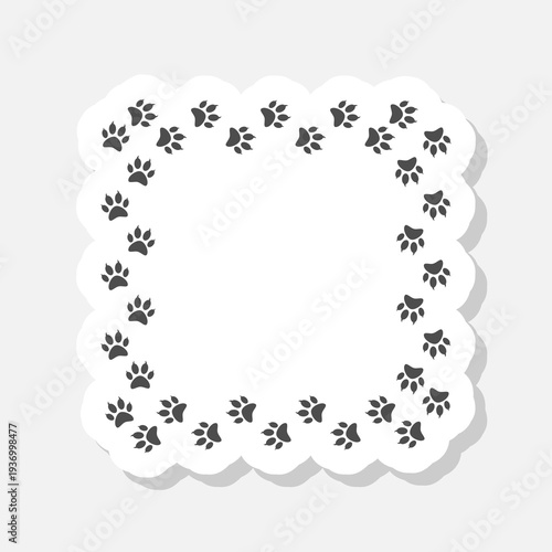 Paw foot trail print icon sticker isolated on gray background