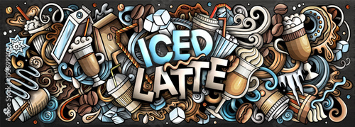 Iced Latte doodle cartoon funny illustration