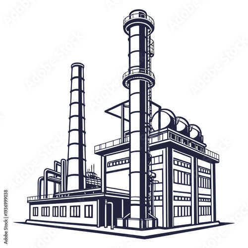 Large industrial refinery facility with smokestacks