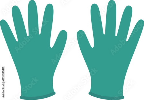 Teal Rubber Protective Gloves Isolated on Transparent Background for Hygiene and Safety Concept