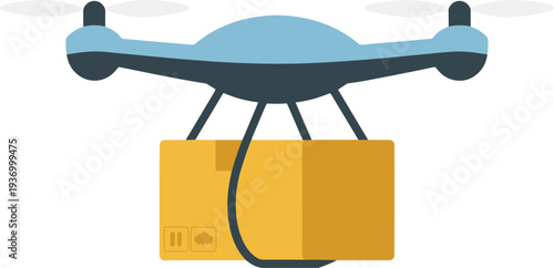 Drone Delivering Package with Parcel Box for Autonomous Delivery Technology Concept