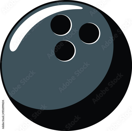 Gray Bowling Ball with Three Holes Isolated on Transparent Background for Bowling Game Concept