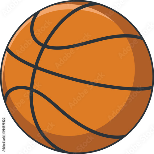 Vibrant orange basketball with sleek black lines for basketball sport concept