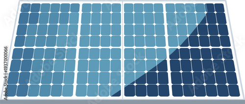 Solar panel with blue photovoltaic cells for renewable solar energy concept