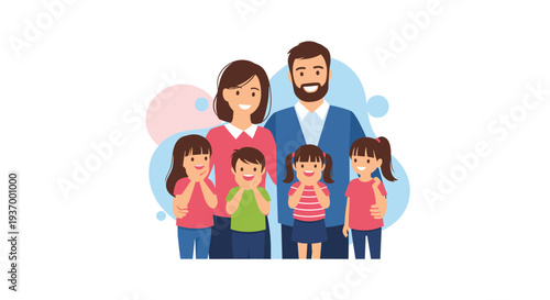 Happy Family Portrait - Parents and Children Together.