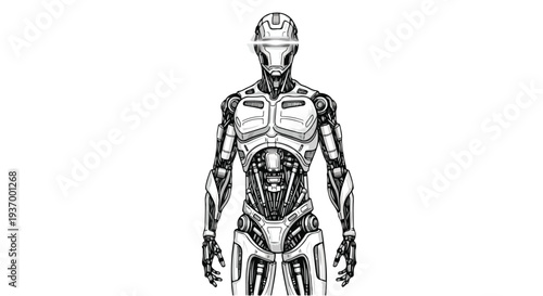 Robotic humanoid android future technology sketch