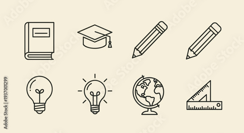 Educational icons knowledge and learning