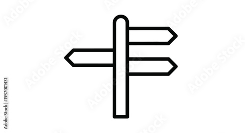 Simple black and white line drawing of a directional signpost