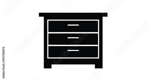 Simple black silhouette of a dresser with three drawers