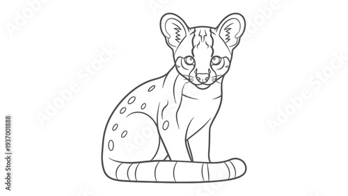 Cheetah Cub Outlined: A charming illustration of a Cheetah cub, its sleek lines and innocent gaze captured in a captivating outline, ready for artistic interpretation or creative endeavors.