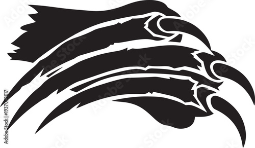 Black Claw Mark Silhouette Symbol on White Background