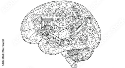 Human brain cognitive neural network medical sketch