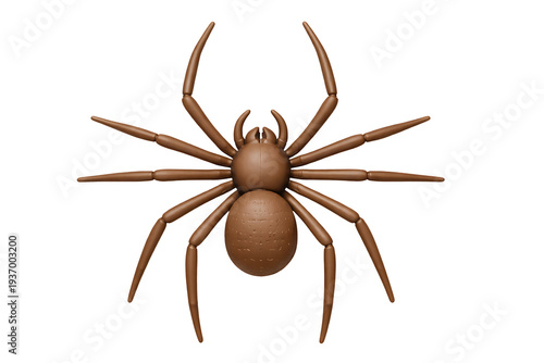 Brown plastic spider toy figure isolated on transparent background
