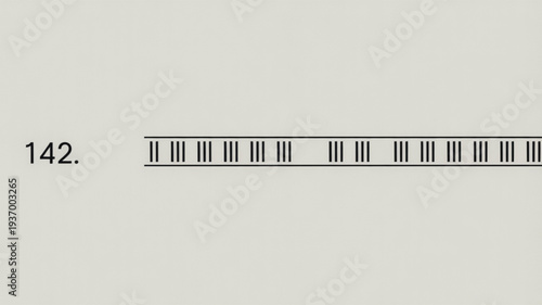 Number 142 with decorative line of roman numerals on gray background symbol design element typography numeral illustration