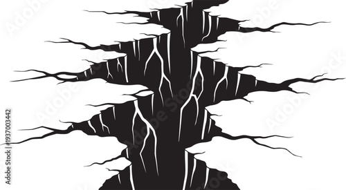 Cracked Earth Surface with Deep Fissures and Jagged Edges Abstract Background