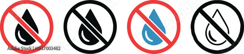 prohibition icon set no oil water drop vector signs