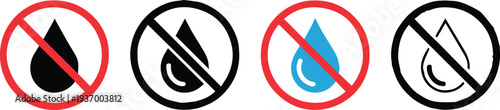 prohibition signs ban drop liquid oil water illustration