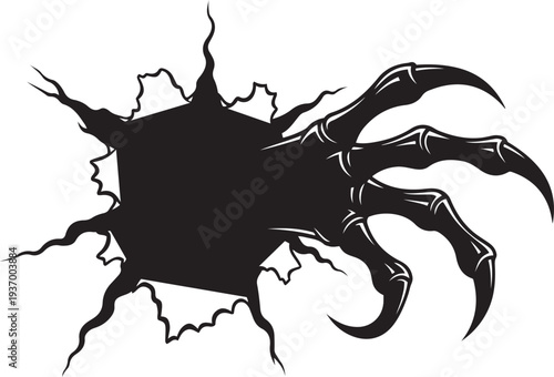 Monster Claw Ripping Through Surface Horror Silhouette Spooky Graphic Element