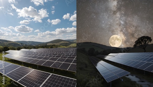 Solar Farm Day and Night Split
