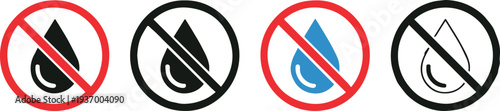 prohibition vector icons no drip oil water warning set