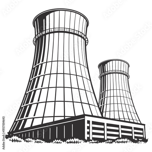 Cooling towers of a nuclear power plant industrial