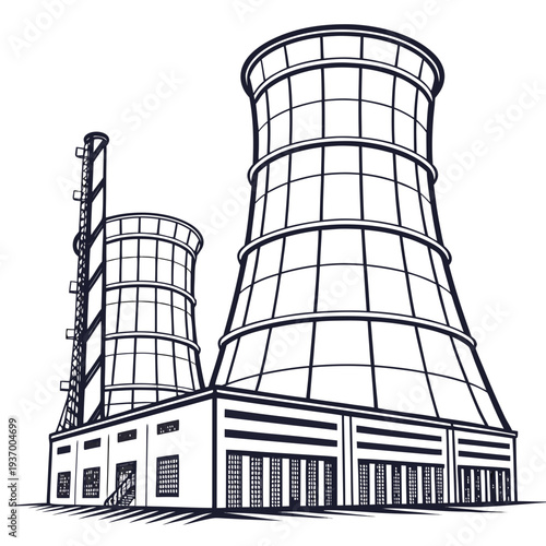Industrial cooling towers with building industrial building