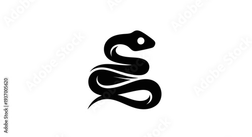 Stylized black snake on white background