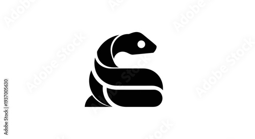 Stylized black snake on white background
