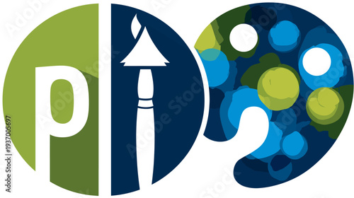 Graphic design, with elements of brush, palette, color combination, and creative representation