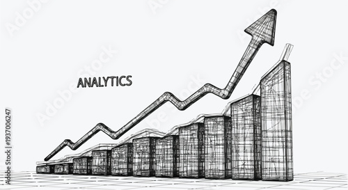 Business growth upward arrow analytics sketch