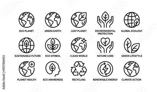 Eco icons: environmental protection and sustainability symbols