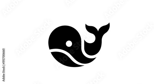 Stylized black whale icon on white