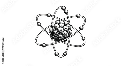 Atomic molecule scientific structure sketch art