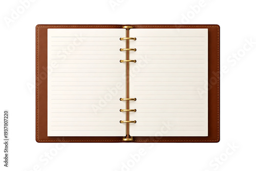 brown leather notebook isolated on transparent background