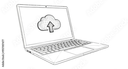 Cloud data upload technology technical sketch art