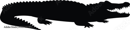 Crocodile silhouette reptile predator animal vector illustration isolated wildlife alligator style black design graphic set